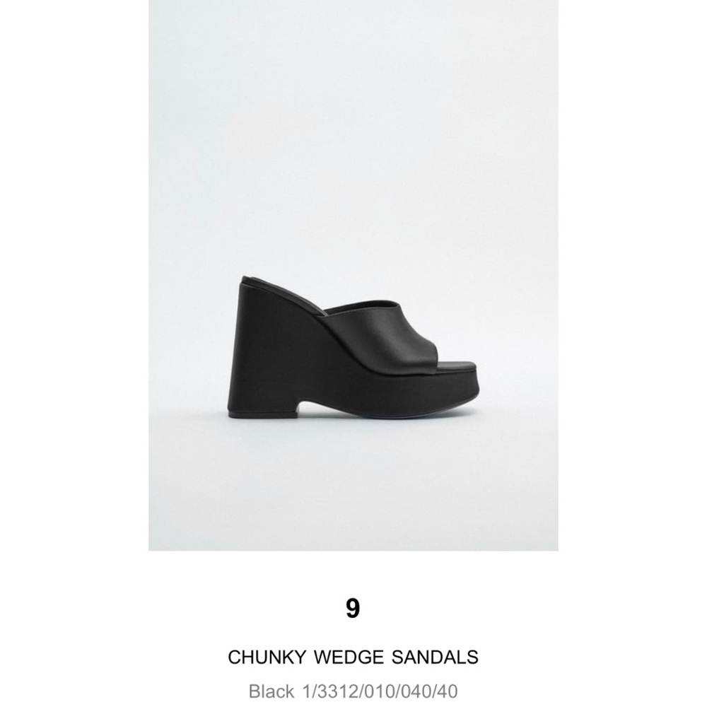 Zara Chunky Platform Wedge Sandal 9 NWOT